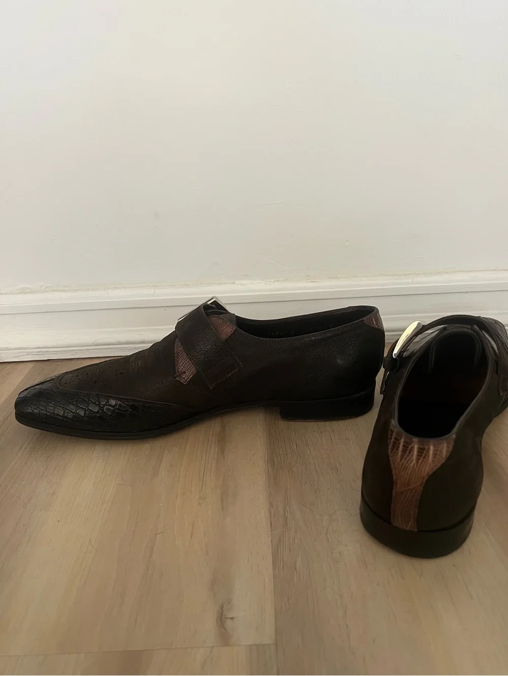 Prada Brown Croc Leather Buckle Loafers Italy Size 8 Men’s